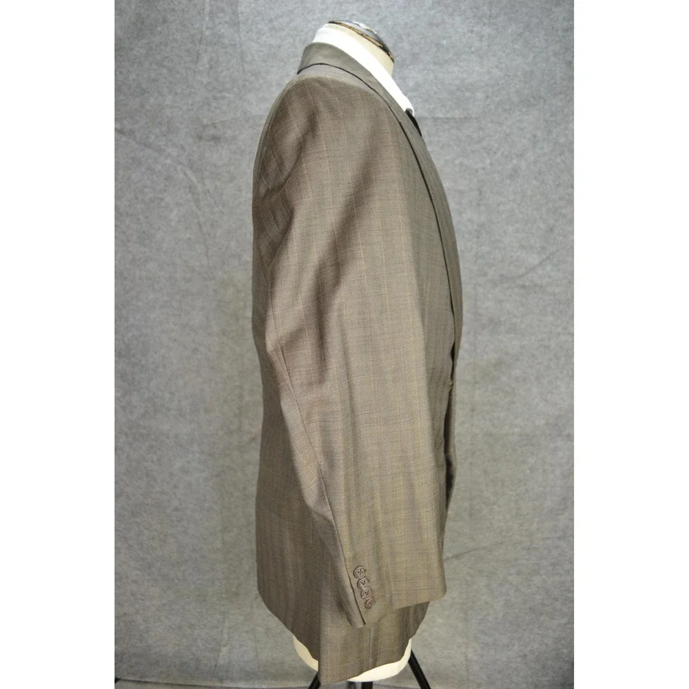 VTG Polo Ralph Lauren Blazer Men 46 Brown Plaid Strip Wool Sport Coat Jacket USA